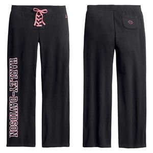 Harley Davidson Pink Label Sweatpants Straight Leg Size Small Black